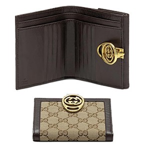 Brun Gucci Volet Français Porte-Monnaie Avec Verrouillage Détail